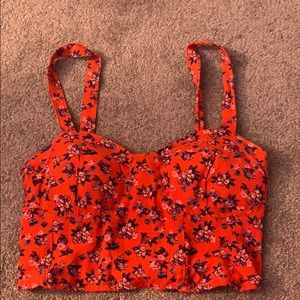 cute flower cropped shirt